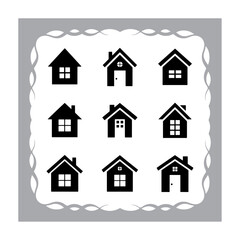 Set of House and Home Icons in Vector Style for Real Estate and Architecture Design