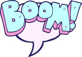 freehand drawn speech bubble cartoon boom in bright neon color