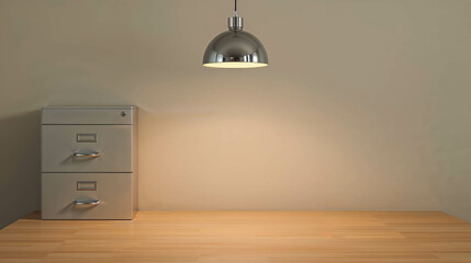 Minimalist Office Space with Desk and Lamp
