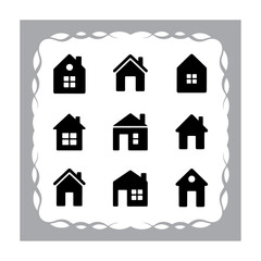 Set of House and Home Icons in Vector Style for Architecture and Real Estate Design