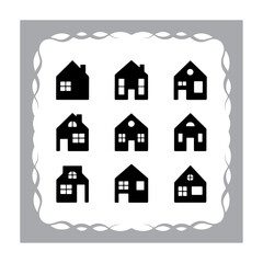 Set of House and Home Icons in Vector Style for Architecture and Real Estate Design