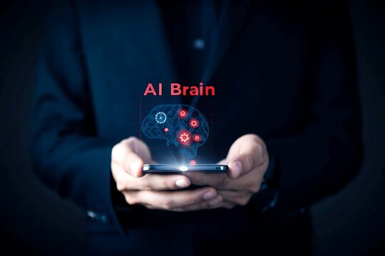 Business man using digital chatbot Artificial Intelligence (AI) with hacking and warning alert. cyber attack network, spyware or Malicious software. Technology cyber security and cybercrime.Technology
