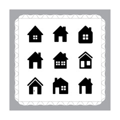 Set of House and Home Icons in Vector Style for Architecture and Real Estate Design