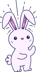 illustration of a traditional tattoo style cute bunny in bright neon color