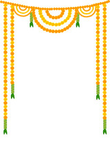 indian hindu wedding elements vector marigold floral garland vector, wedding and festival decoration, border flower decoration with transparent background
