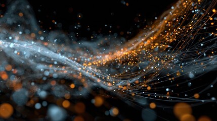 Abstract Digital Nebula: Glimmering Celestial Dance of Light and Data