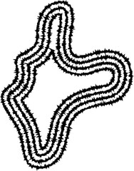 A unique liquid shape formed by concentric curving lines, creating a fluid, abstract design with dynamic motion.