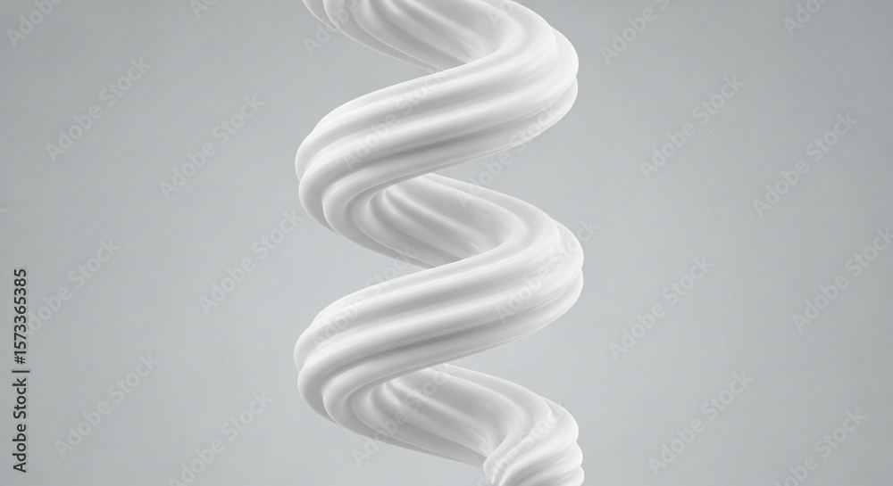 Fototapete A white textured spiral shape against a light gray background in a studio setting with soft lighting