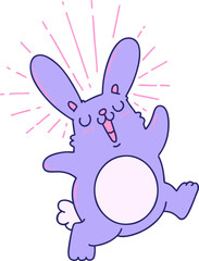 illustration of a traditional tattoo style prancing rabbit in bright neon color