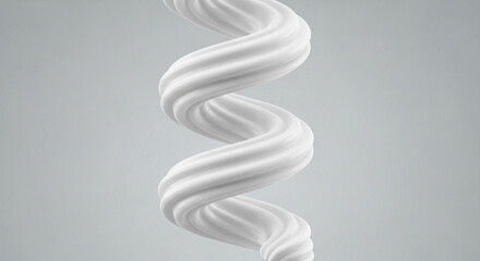 A white textured spiral shape against a light gray background in a studio setting with soft lighting