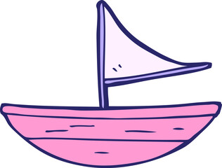 Obraz premium cartoon boat in bright neon color