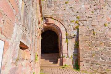 Sunlit Entrance To Historic Castle Wall In Heidelberg, Germany