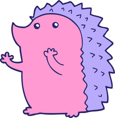 cartoon hedgehog in bright neon color