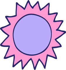 cartoon sun in bright neon color