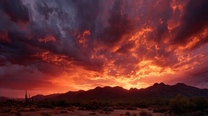 Fiery Sunset over Arizona Mountains