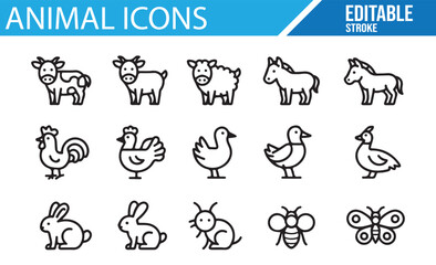 Editable Wildlife and Domestic Animal Symbols for Digital Design

