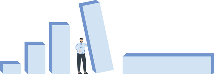 Business Concept: Businessman with Falling Bar Chart, Financial Crisis, Economic Downturn,business concept, financial crisis, economic downturn, falling bar, bar chart, modern design, minimalist aesth