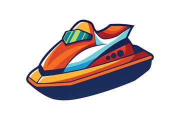 Naklejka premium Vector Illustration of a Jet Ski Personal Watercraft for Water Sports Isolated on a White Background