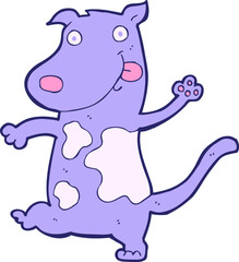 cartoon happy dog in bright neon color
