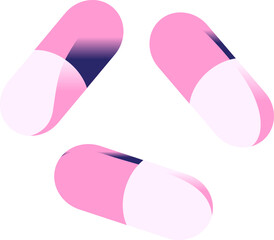 Flat colour illustration of some medical pills in bright neon color