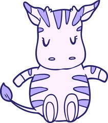 cute cartoon zebra in bright neon color