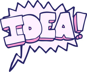 freehand speech bubble textured cartoon idea symbol in bright neon color
