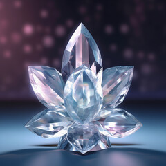 Abstract ice crystal flower lens flare on black background. Glowing frosty light effect, winter-themed sparkles, fantasy floral shape, magical optical glow.