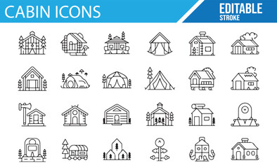 Vector Nature and Cabin Icons for Outdoor Lifestyle and Travel Projects