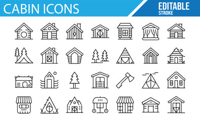 Vector Icons for Cabin, Wilderness, and Camping Design Projects

