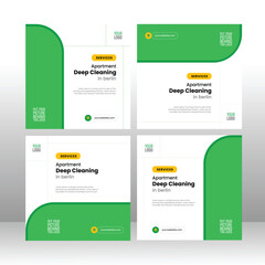 Obraz premium Cleaning Services Social Media Post Bundle – 4 Editable Templates – Modern & Professional Design