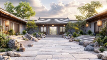 Obraz premium Tranquil Asian Courtyard