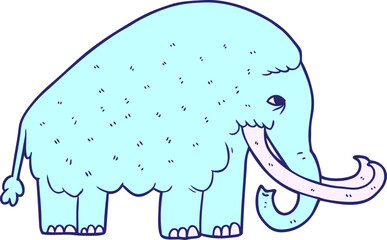 cartoon mammoth in bright neon color