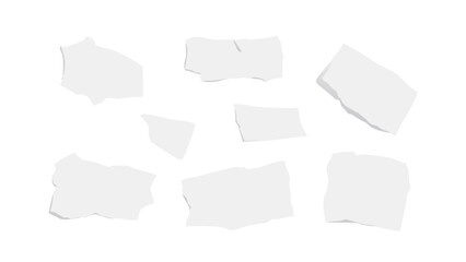 Isolated torn paper pieces vector for notes and message design resources asset