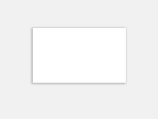 Blank white paper horizontal empty invitation on light grey background. Graphic source for card design and creativitiy template.