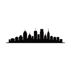 Obraz premium City Silhouette: A striking monochrome silhouette of a vibrant city skyline, capturing its iconic architecture and urban essence against a clear backdrop.