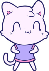 cartoon happy cat in bright neon color