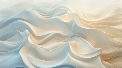 Abstract Cream and White Fabric Wave Background