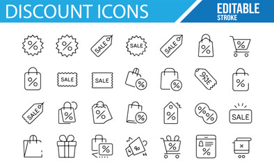 Discount and Shopping Icons for Retail and Marketing Design Projects