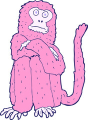 cartoon monkey in bright neon color