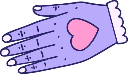 iconic tattoo style image of a hand in bright neon color