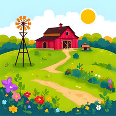 Fototapeta premium rural landscape with a house