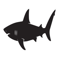 Obraz premium Silhouette of a powerful shark swimming with fins and tail visible