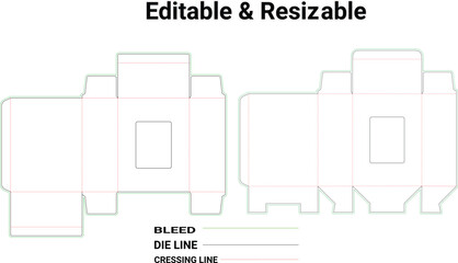 Tuck end cookie window box die line,Editable & Resizable, customizable tuck end box templates, Editable and Resizable Packaging Box Template  Die-Cut Design for Product Boxes