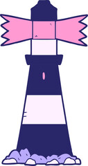 Fototapeta premium cartoon lighthouse in bright neon color