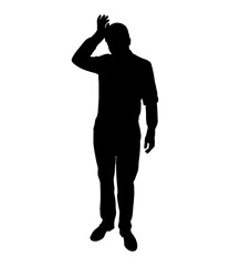 The silhouette of a thoughtful man standing. Vector illustration