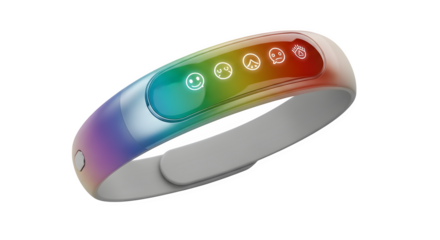 Smart wristband with mood indicators 3d rendered, isolated on white background