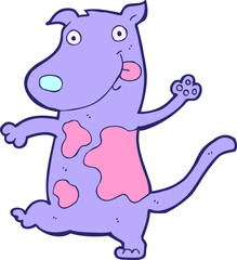 cartoon happy dog in bright neon color