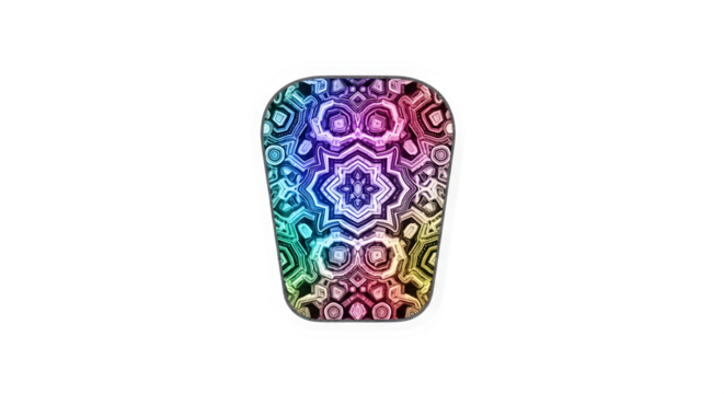 Kaleidoscopic Pattern in Rounded Frame, isolated on white background