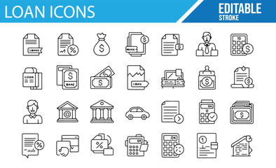 Digital Loan and Banking Icons for Financial Projects and Websites