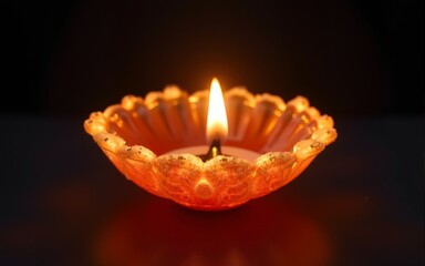 Diya with Glowing Flame Transparent. High quality